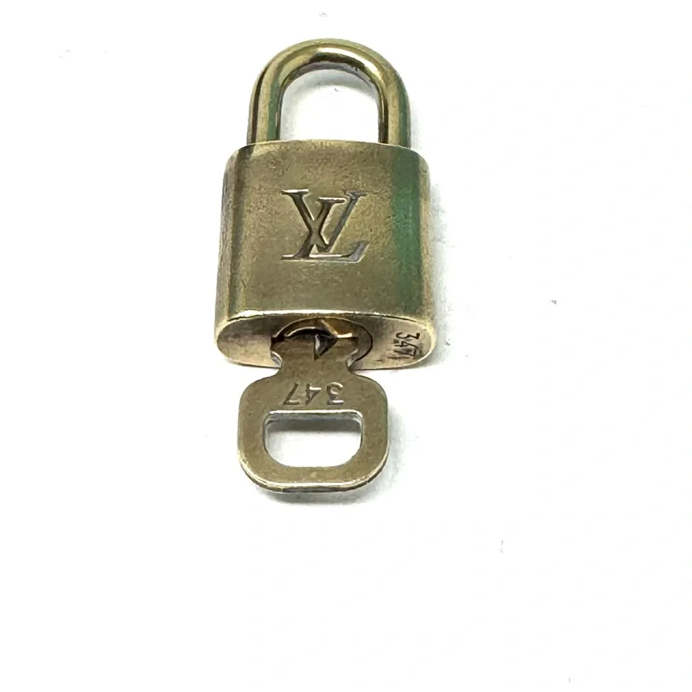 Authentic Louis Vuitton Gold Lock & Key Brass Number 347
